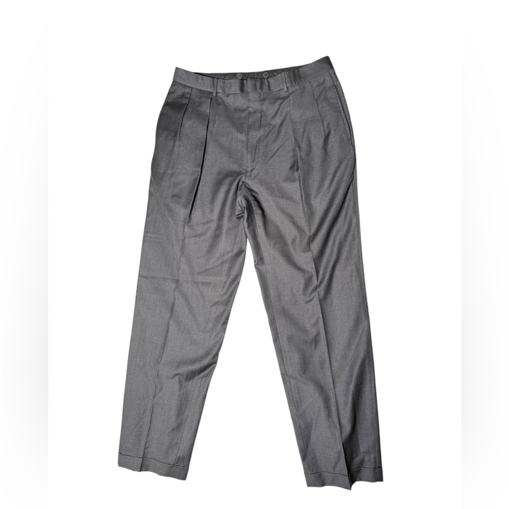 Polo Ralph Lauren pants Gray double pleated Dress virgin‎ wool extrafine 34 x 32